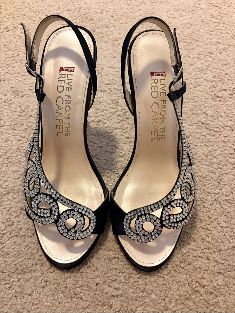 Black Crystal Embellished Slingback Heels